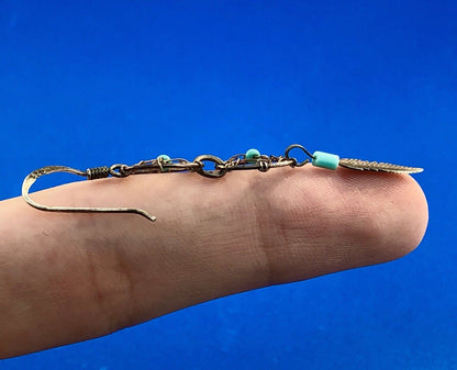 Artisan Sterling Silver 925 Turquoise Intricate Dream Catcher Dangle Earrings