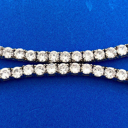 Glamorous Designer Sterling Silver Cubic Zirconia CZ Statement Tennis Necklace