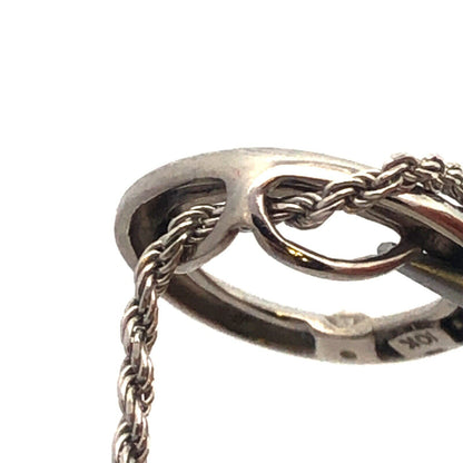 Designer Italy 10K White Gold Diamond Infinity Eternity Circle Pendant Necklace