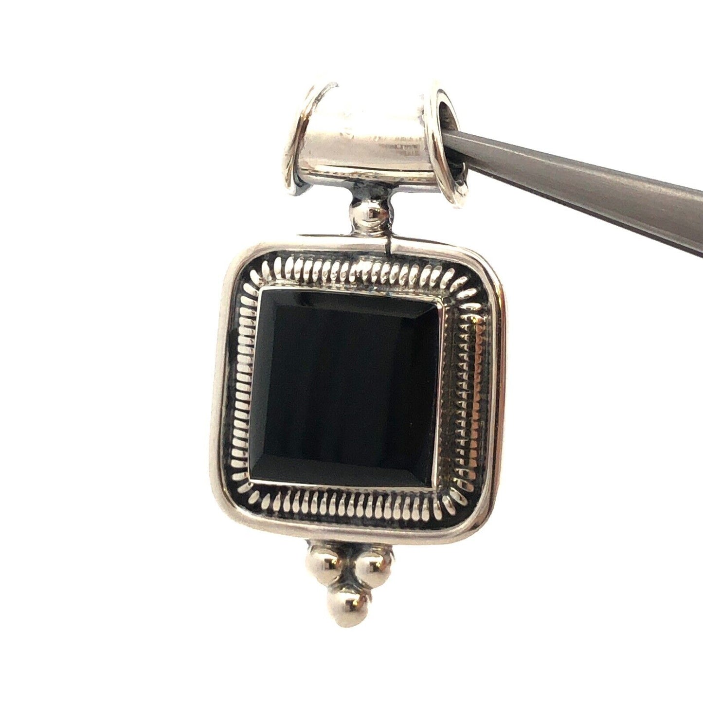 Taxco Mexico 950 Silver TN-30 Square Black Onyx Statement Pendant