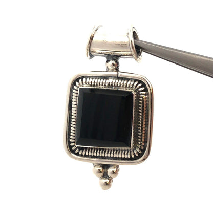 Taxco Mexico 950 Silver TN-30 Square Black Onyx Statement Pendant