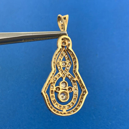 Designer 14K Yellow Gold Diamond Cluster Infinity Statement Anniversary Pendant