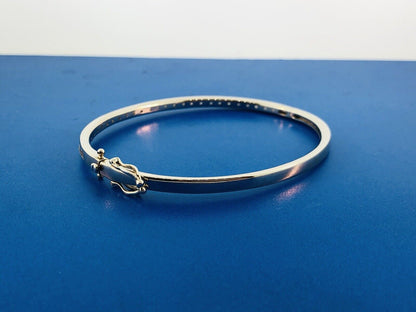 Designer SW Stunning Sterling Silver 925 Cubic Zirconia Hinged Bangle Bracelet