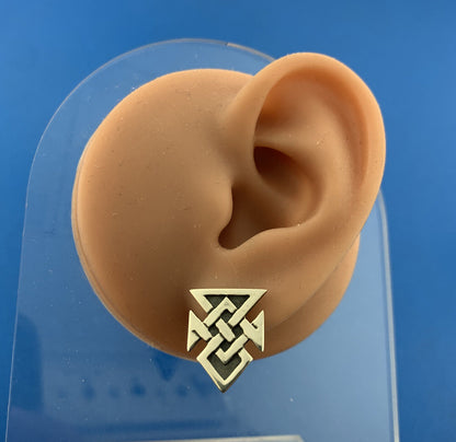 Stunning Sterling Silver 925 Celtic Runic Cross Friction Back Stud Earrings