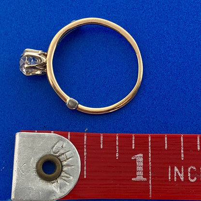 Vintage 18k Yellow Gold European Cut Diamond Ring Carat Size 6