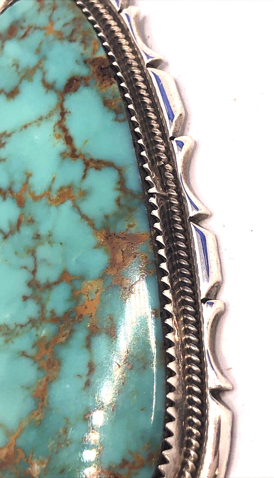 Harold Becenti Navajo 925 Sterling Silver Pear Turquoise Statement Pendant