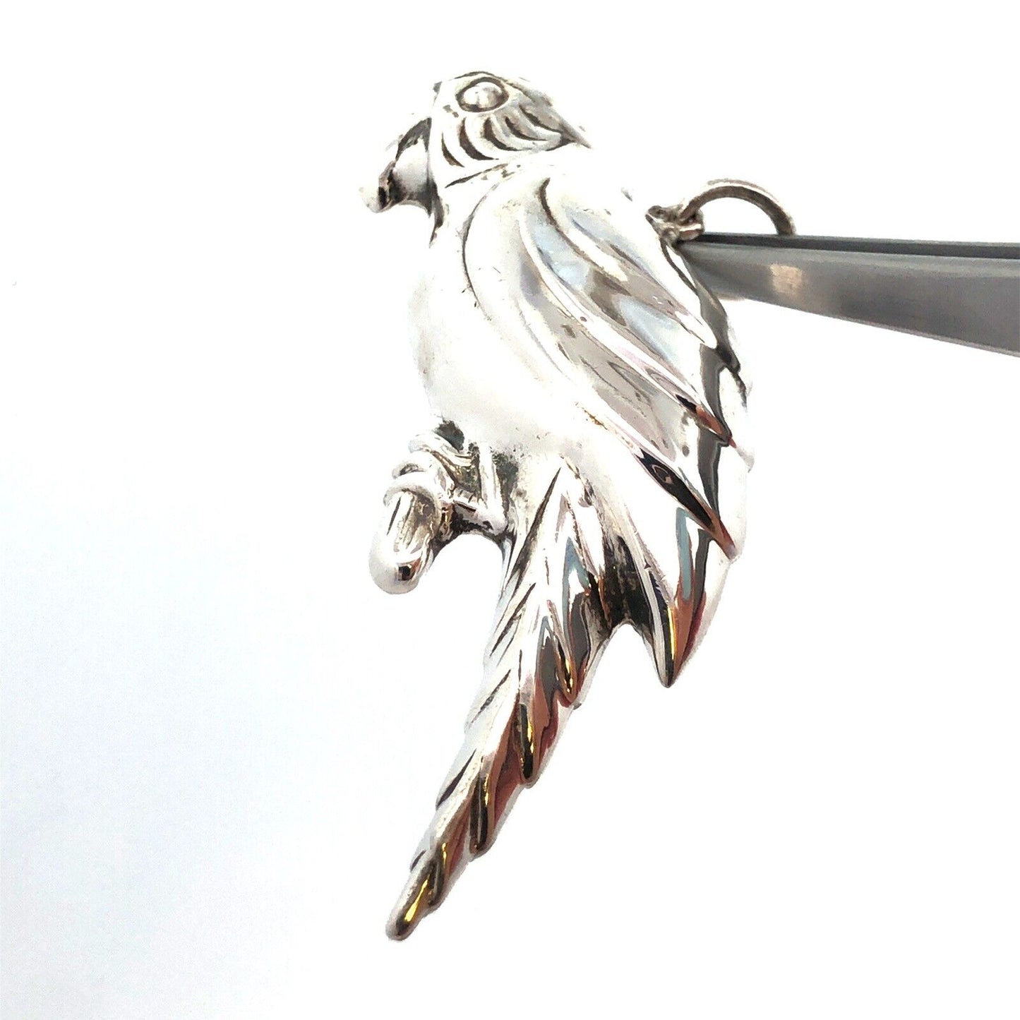 925 Sterling Silver Parrot Macaw Cockatoo Bird Statement Pendant
