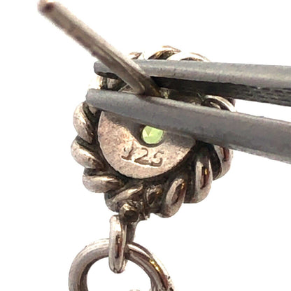 Designer 925 Sterling Silver Peridot Bead 5 Circle Drop Dangle Stud Earrings