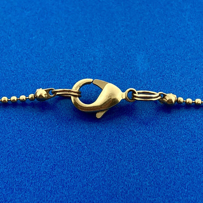 Retro Gold Tone Beaded Egg Oval Faux Bronze Pearl Station Beaded Chain Necklace