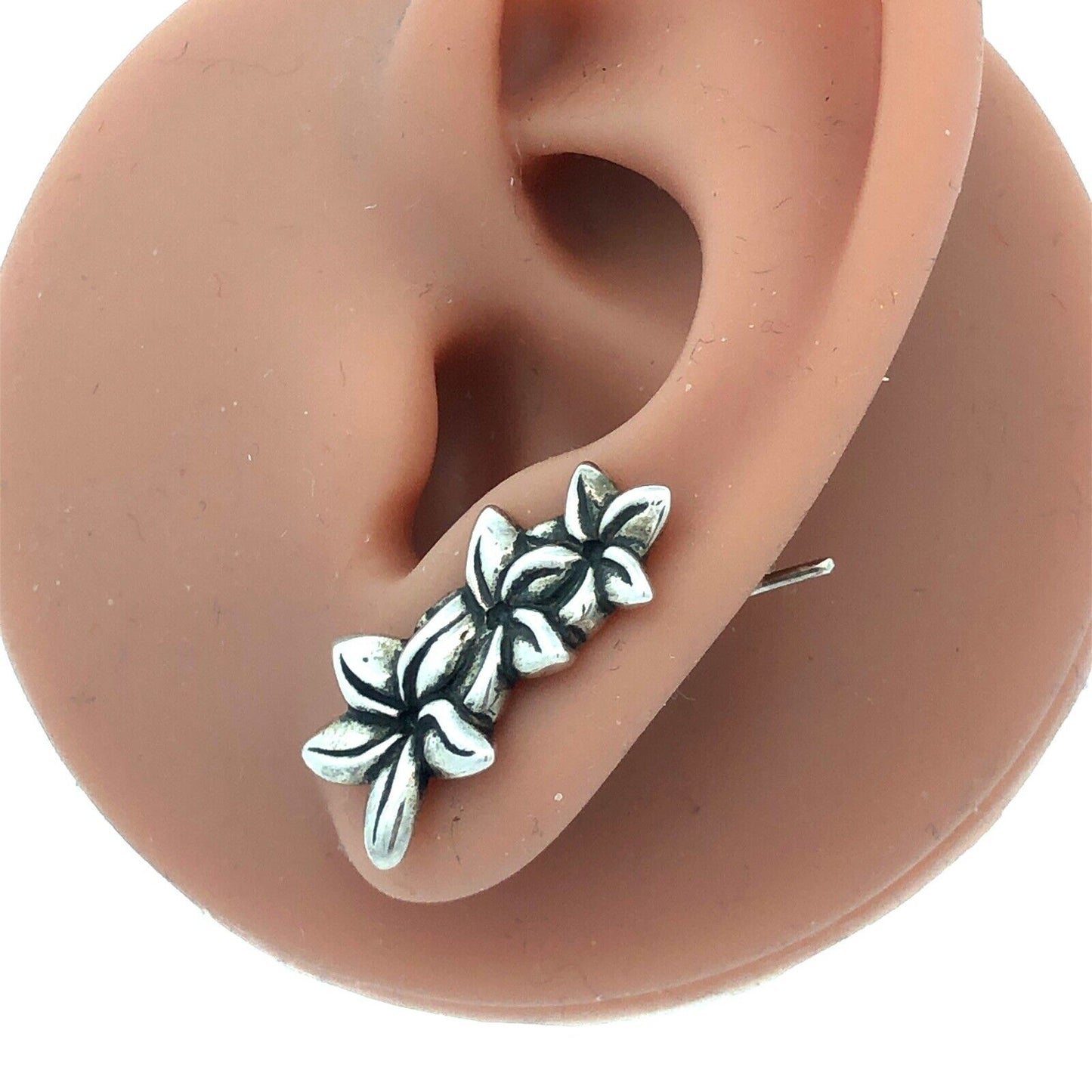 Mignon Faget 925 Sterling Silver Jasmine Collection Flower Crawler Earrings