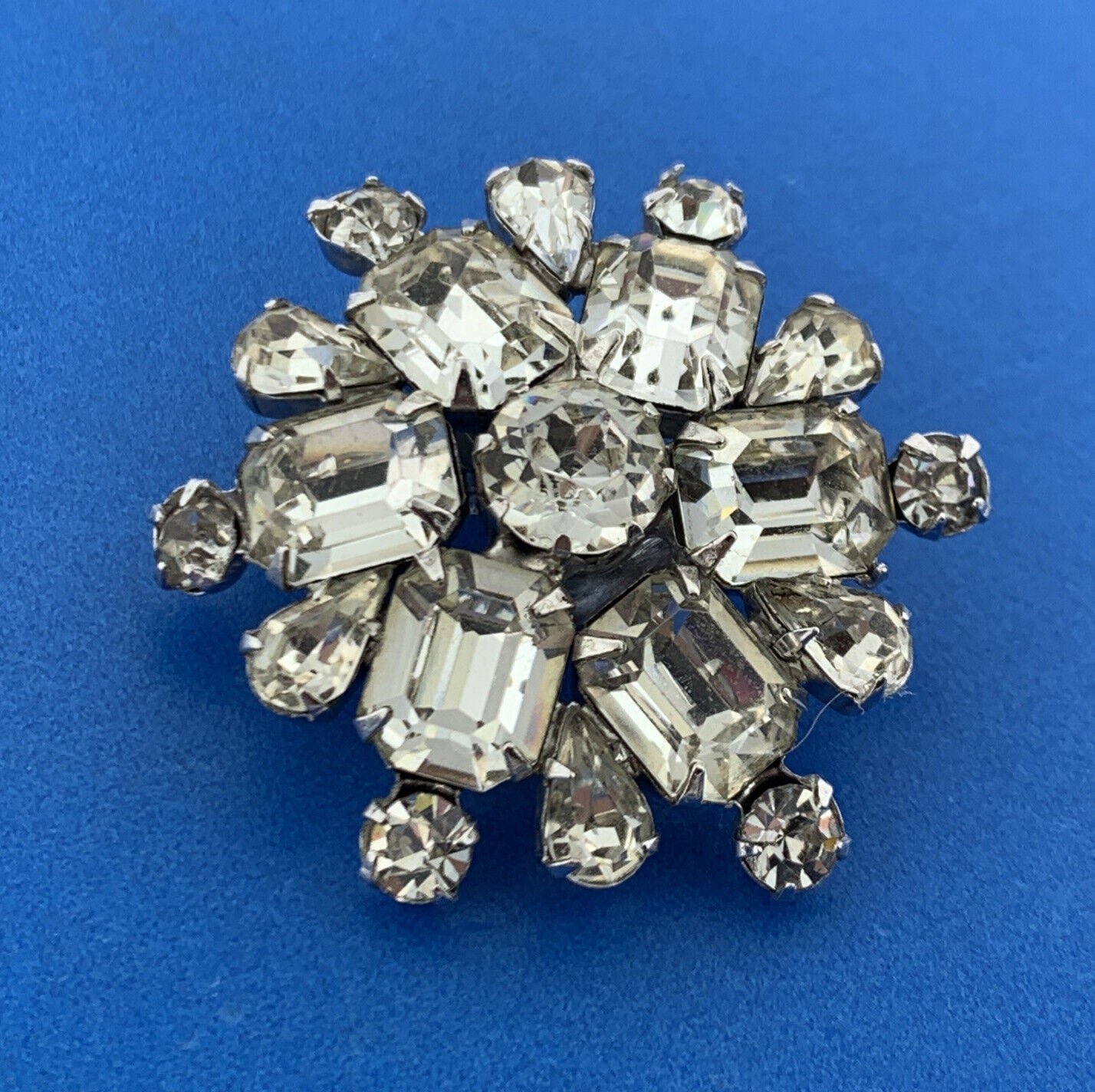 Retro Weiss Austrian Crystal Rhinestone Snowflake Starburst Clip On Earrings