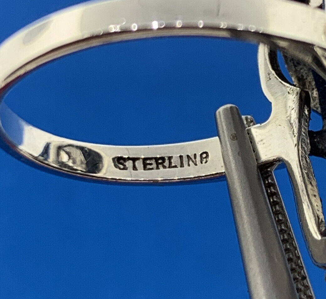 Estate Art Deco 925 Sterling Silver Marcasite Free Form Statement Cocktail Ring