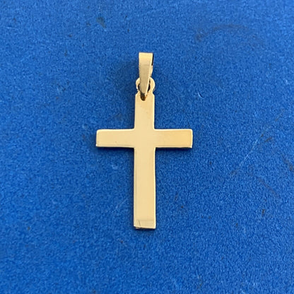 Minimalist 14K Yellow Gold Polished Cross Religious Easter Communion Pendant
