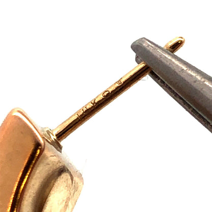 Designer 14K Yellow Gold Round Diamond Modernist Drop Half Hoop Stud Earrings