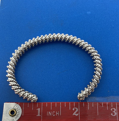 925 Sterling Silver Wire Wrapped Open Statement Cuff Bracelet
