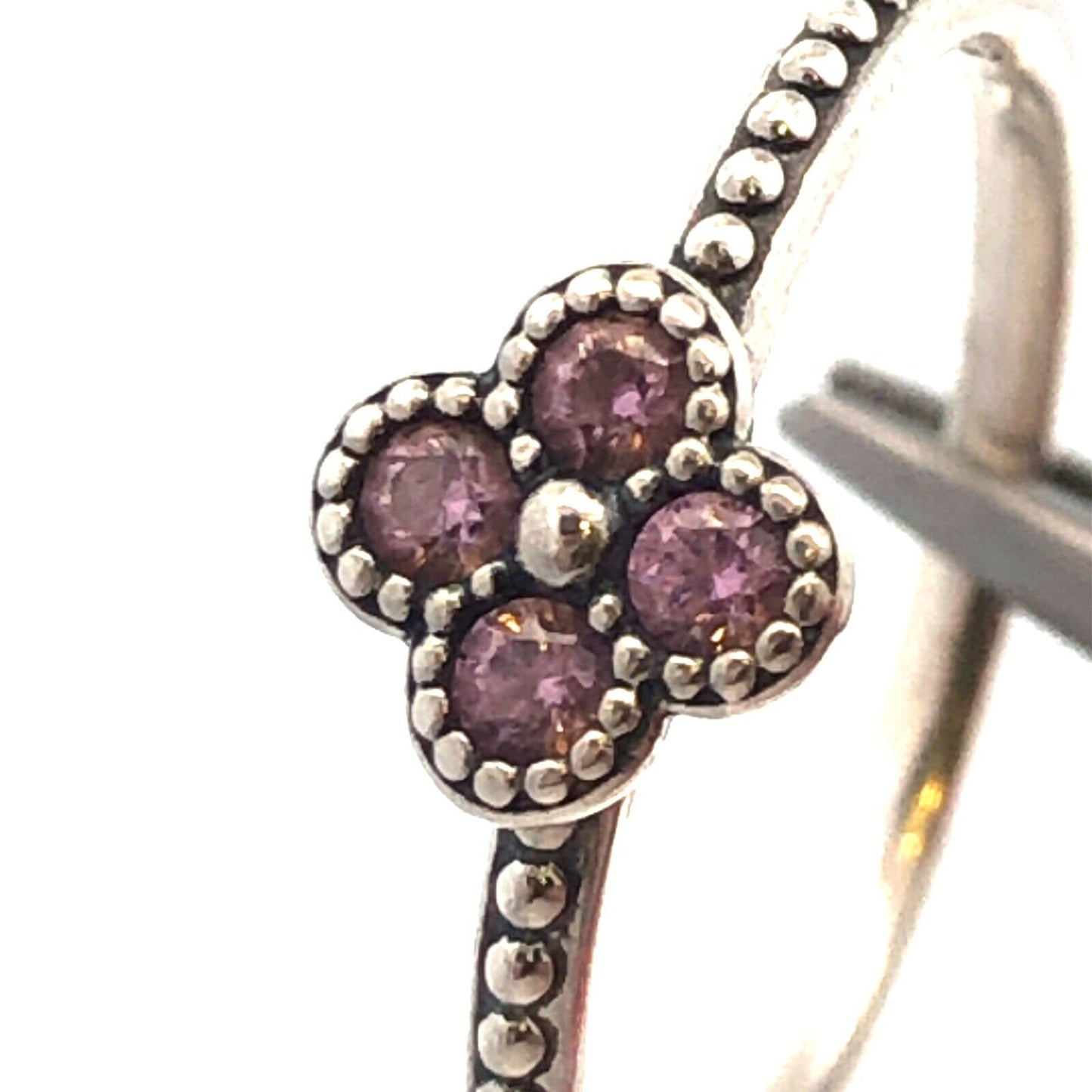 Authentic PANDORA Sterling Silver Pink CZ Retired Oriental Bloom 191001PCZ Ring