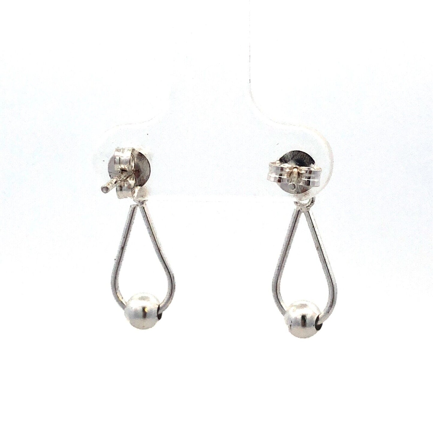 Designer BB 925 Sterling Silver Beaded Modernist Drop Dangle Stud Earrings