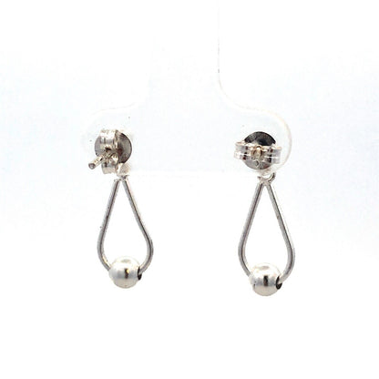Designer BB 925 Sterling Silver Beaded Modernist Drop Dangle Stud Earrings