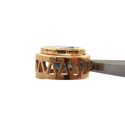 Designer 14K Yellow Gold Blue Topaz Round Drop Pendant