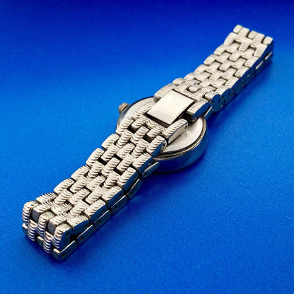 Elegant GRUEN Ladies Silver Tone Cubic Zirconia Bezel Bracelet Wrist Watch Works