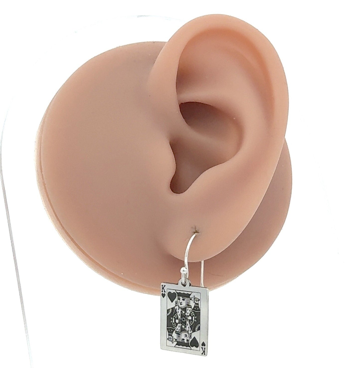 Custom Artisan Sterling Silver 925 Poker Playing Card Drop Dangle Earrings