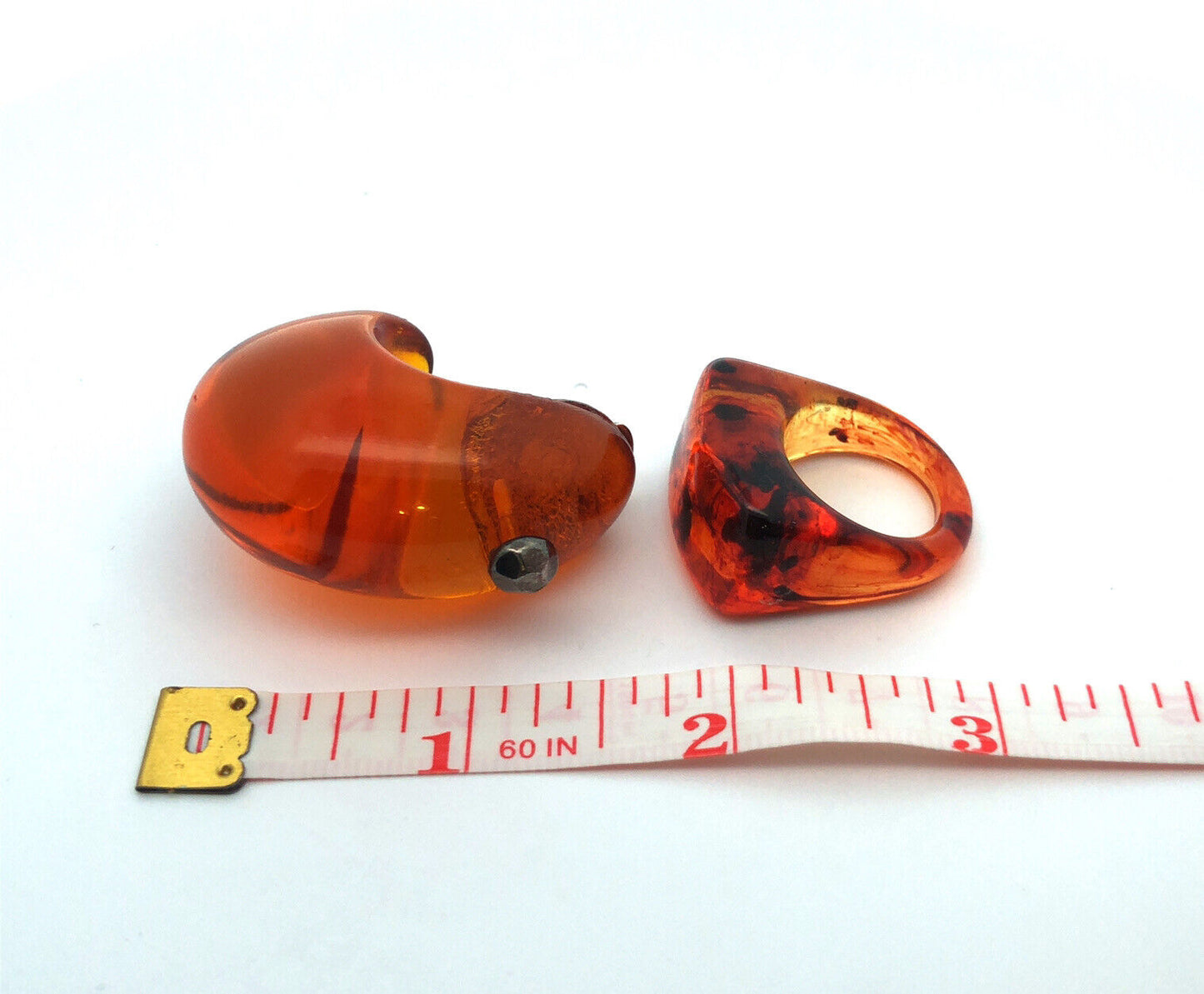 Designer Philippe Ferrandis Silver Tone Amber Runway Statement Clip Earrings