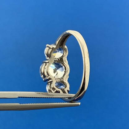 Designer FAS Sterling Silver Cubic Zirconia Oval Trio Anniversary Cocktail Ring