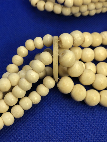 Artisan Bohemian Native American Bone Beaded 5 Strand Statement Necklace
