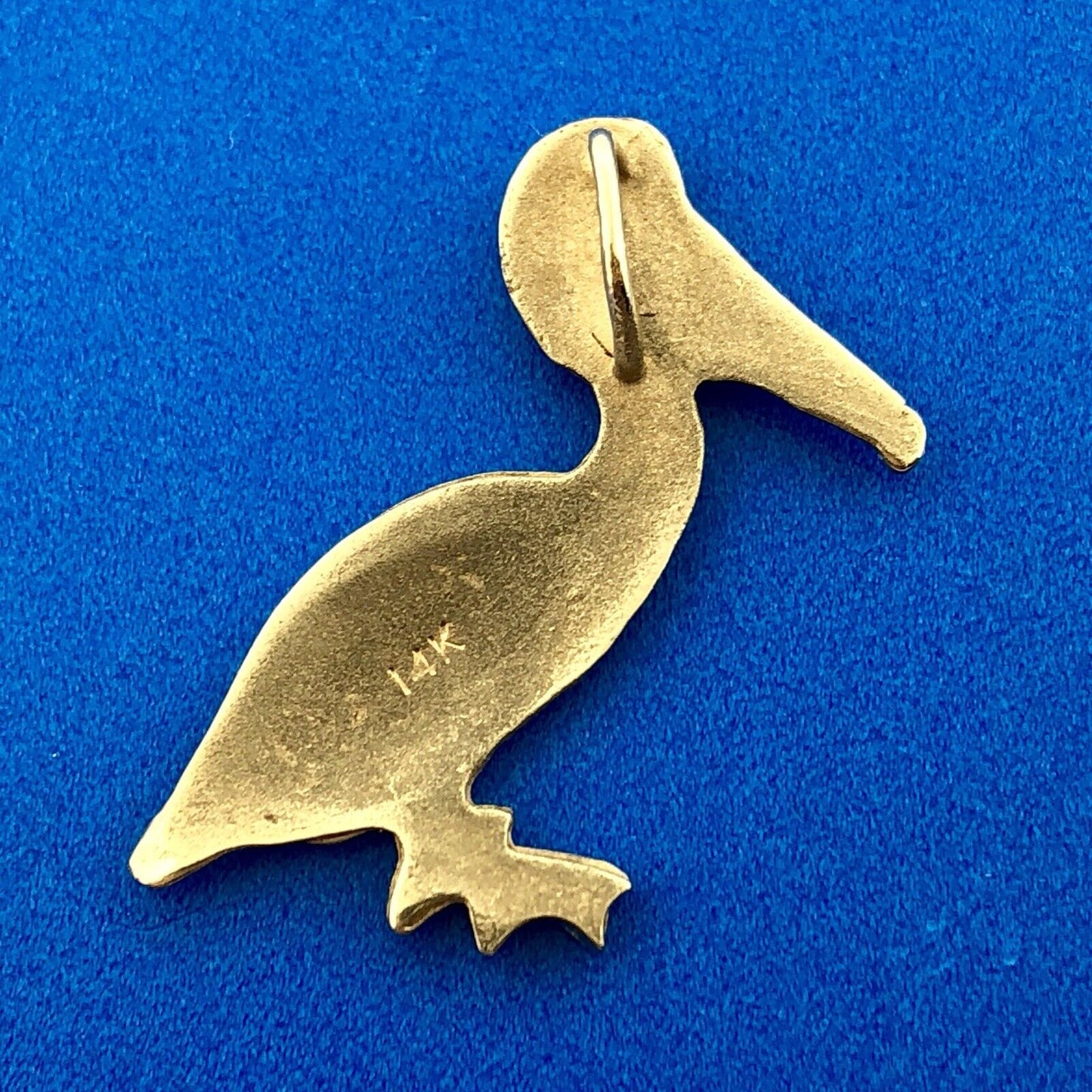 Vintage 14K Yellow Gold Textured Bird Pelican Louisiana State Bird Pendant
