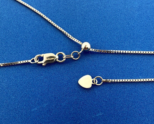 Designer RCI Turkey 14K White Gold Lariat Slide Style Box Chain Necklace