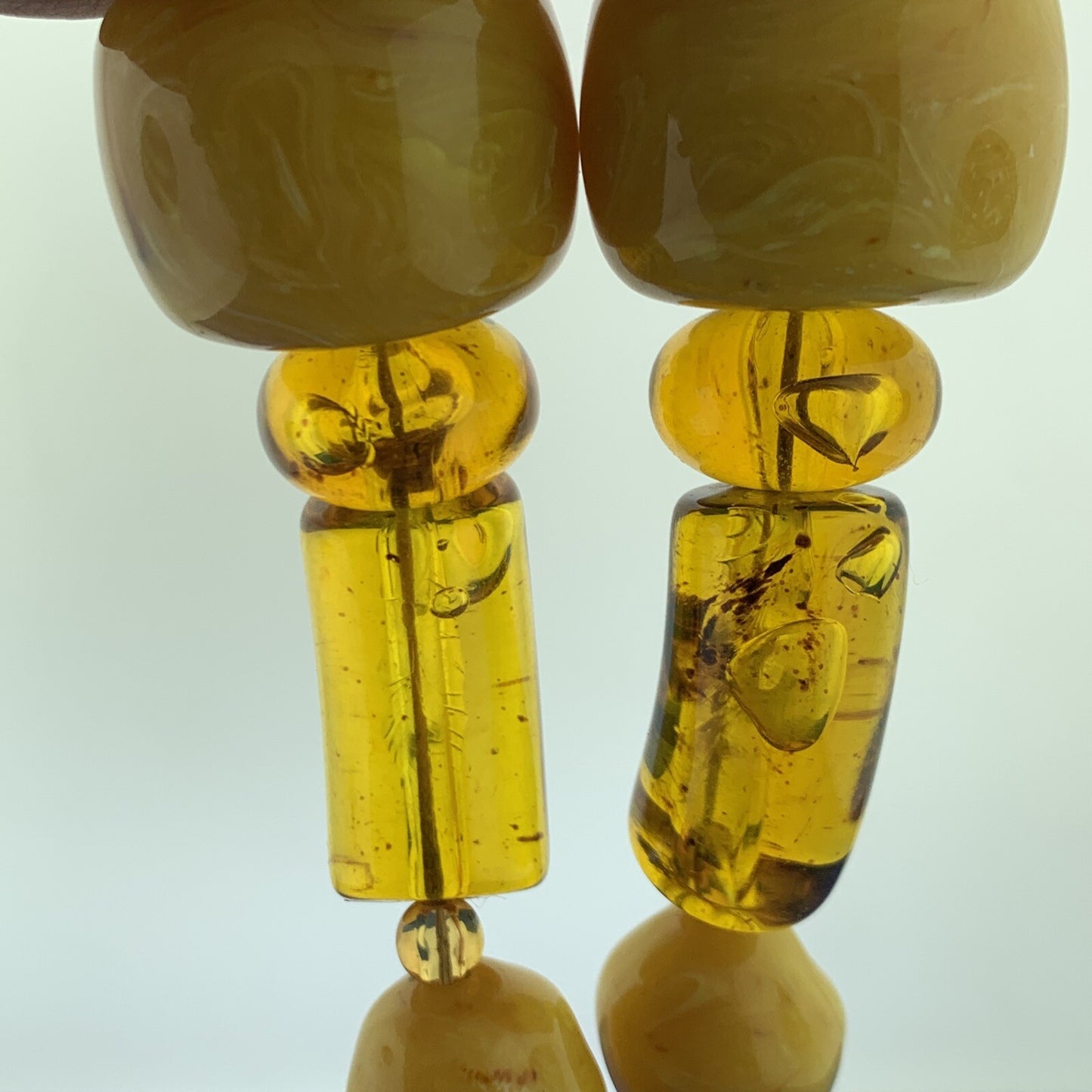 Mid Century Gold Tone Butterscotch Resin Bakelite Celluloid Chunky Bead Necklace
