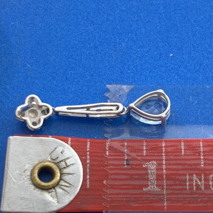 Designer Mexico 14K White Gold Pear Blue Topaz Diamond Accent Dangle Earrings