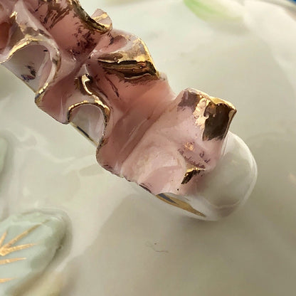 1921-1941 Yoko Boeki Hand Painted Rose Gold Tip Demitasse Cream Pitcher Marked