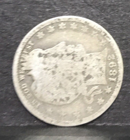 1892 P Silver Barber Quarter Better Key Date Philadelphia Coin Rare Scarce