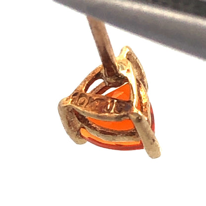 Designer 10K Yellow Gold Trillion Cut Orange Cubic Zirconia CZ Stud Earrings