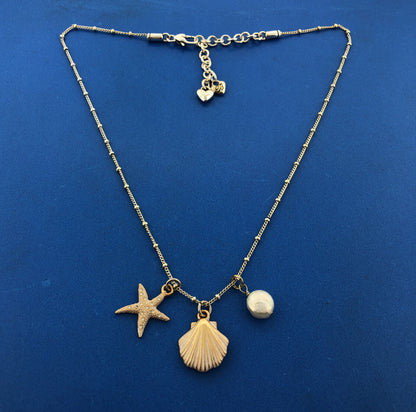 Brighton Silver Gold Two Tone Sea Dreamer Starfish Shell Pearl Charm Necklace