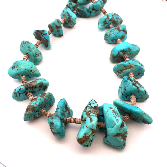 Vintage Artisan Natural Turquoise Chunky Beads Agate Bead Statement Necklace