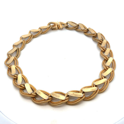 Mid Century Hobe Gold Tone Oval Fancy Link Fabulous Statement Choker Necklace