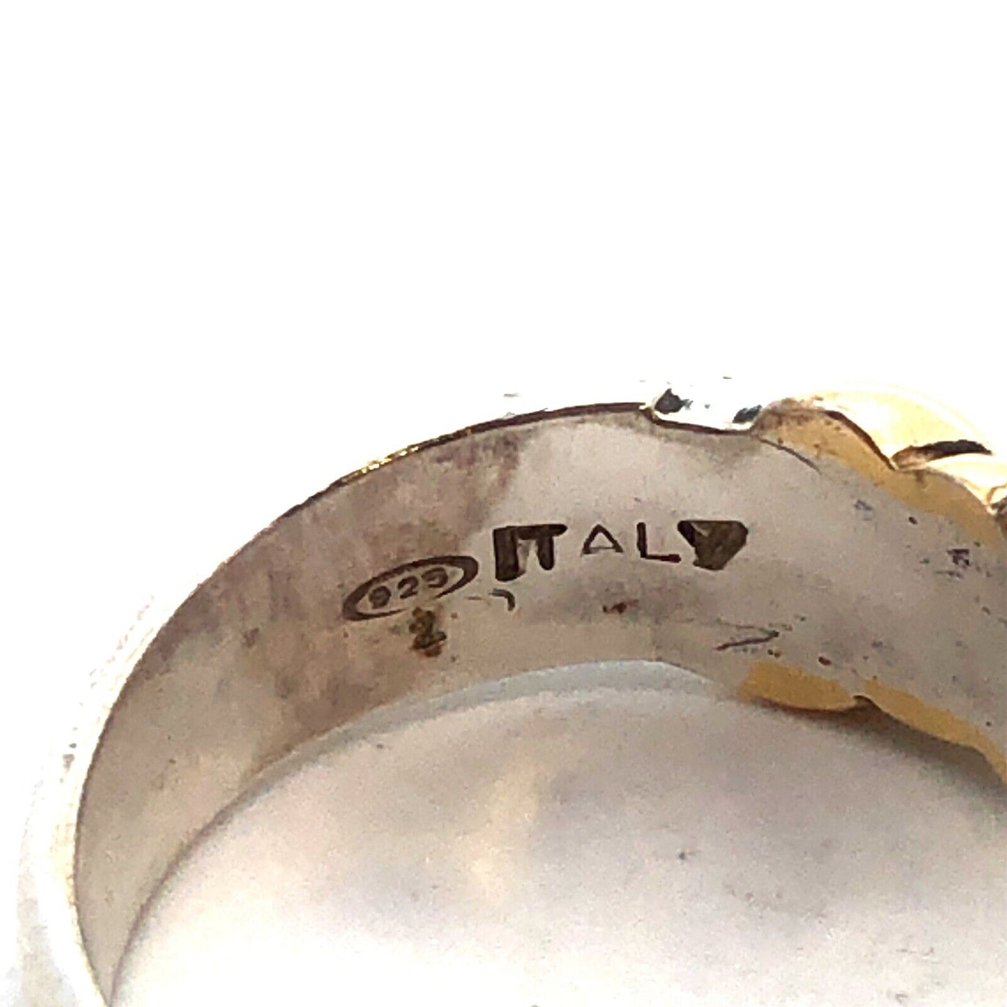 Designer Italy 925 Sterling Silver 18K Yellow Gold Two Tone Knot Twist Band Ring