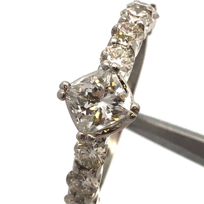 Estate 950 Platinum Princess Square Diamond Engagement Wedding Ring