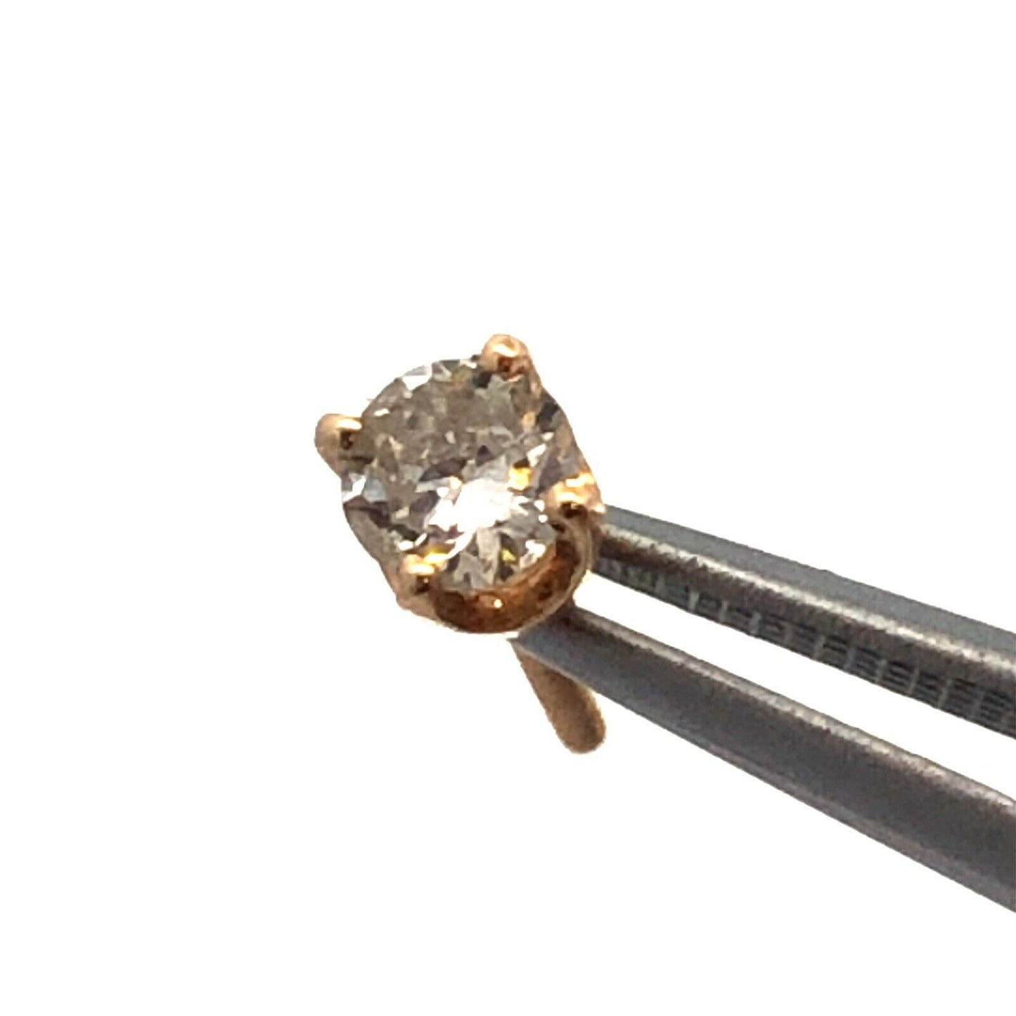 Designer 14K Yellow Gold Round Diamond Solitaire Screw Back Stud Earrings