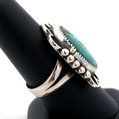 Vintage 925 Sterling Silver Oval Turquoise Concho Statement Ring