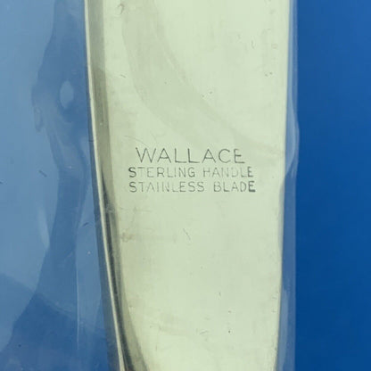Designer Wallace Sterling Silver 925 Rose Point Pattern Dinner Knife Flatware