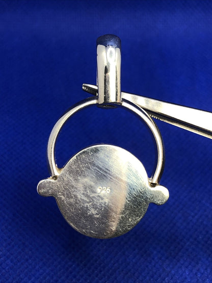 Designer 925 Sterling Silver Turquoise Cabochon Modernist Statement Pendant