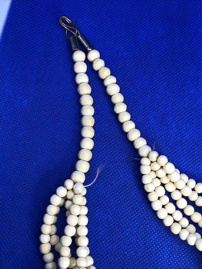 Artisan Bohemian Native American Bone Beaded 5 Strand Statement Necklace