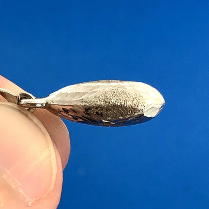 Retro SLC 14K White Gold Diamond Cut Polished Brushed Pear Drop Dangle Earrings