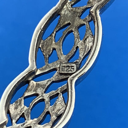 Sterling Silver 925 Turquoise Marcasite Dual Spiral 7" Hinged Cuff Bracelet
