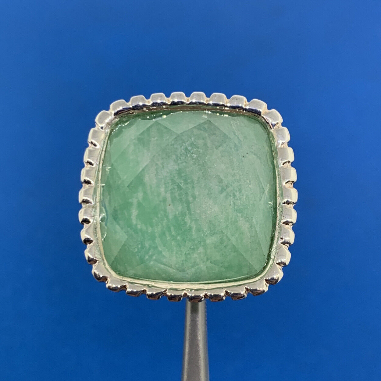 Paola Valentini Italy Sterling Silver 925 Faceted Green Amazonite Doublet Ring