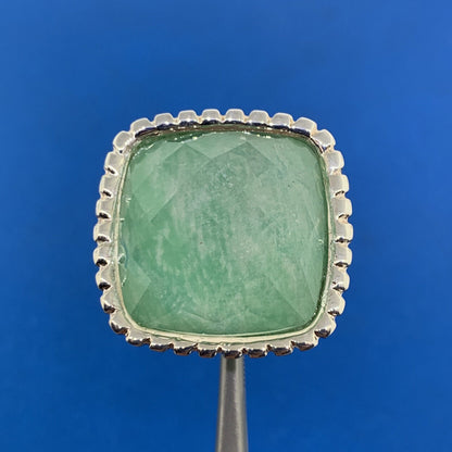 Paola Valentini Italy Sterling Silver 925 Faceted Green Amazonite Doublet Ring