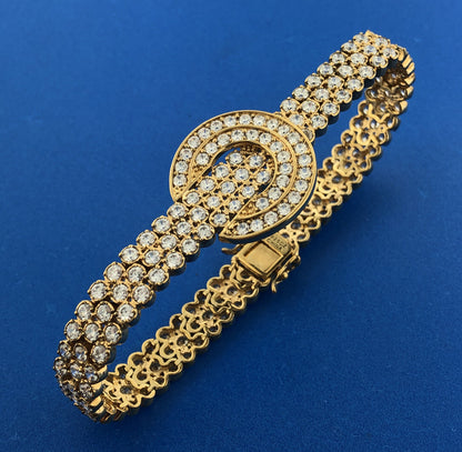Stunning 925 Sterling Silver Vermeil Cubic Zirconia CZ Statement Tennis Bracelet